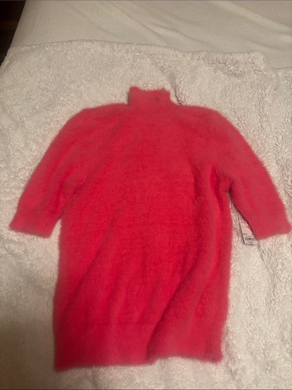 Fuzzy Short-Sleeve Sweater - Bright Pink